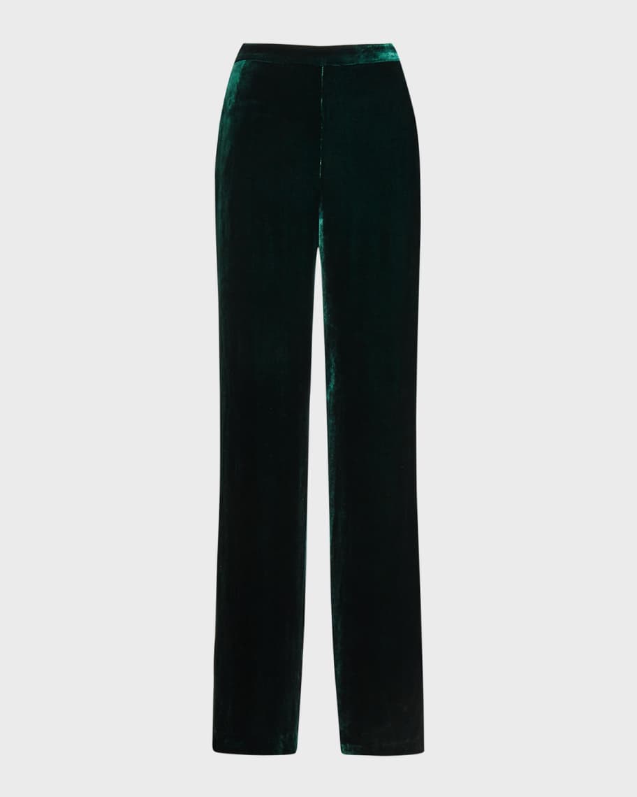 Image 1 of 5: Velvet Straight-Leg Pants