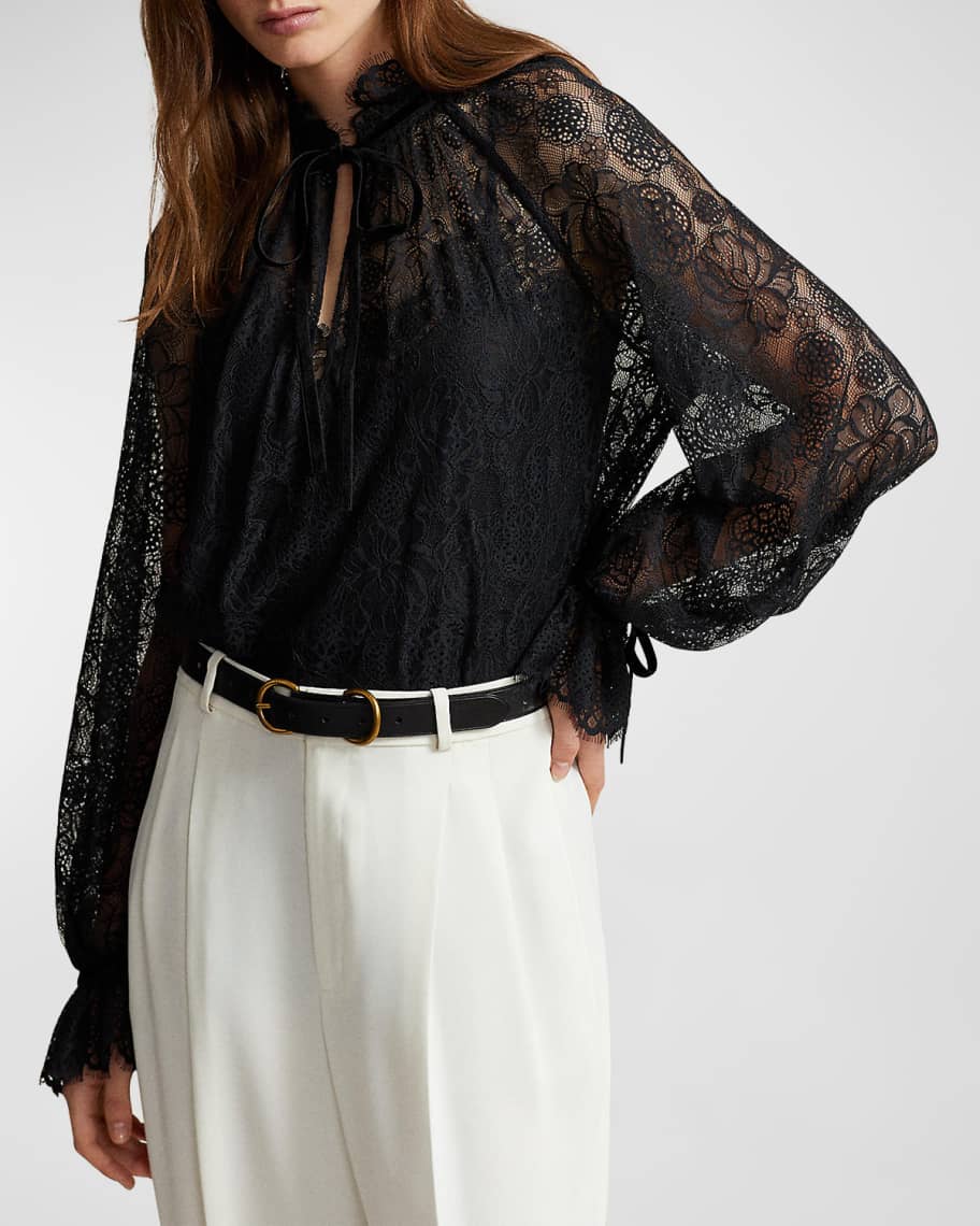 Lace Detail Sheer Blouse - White