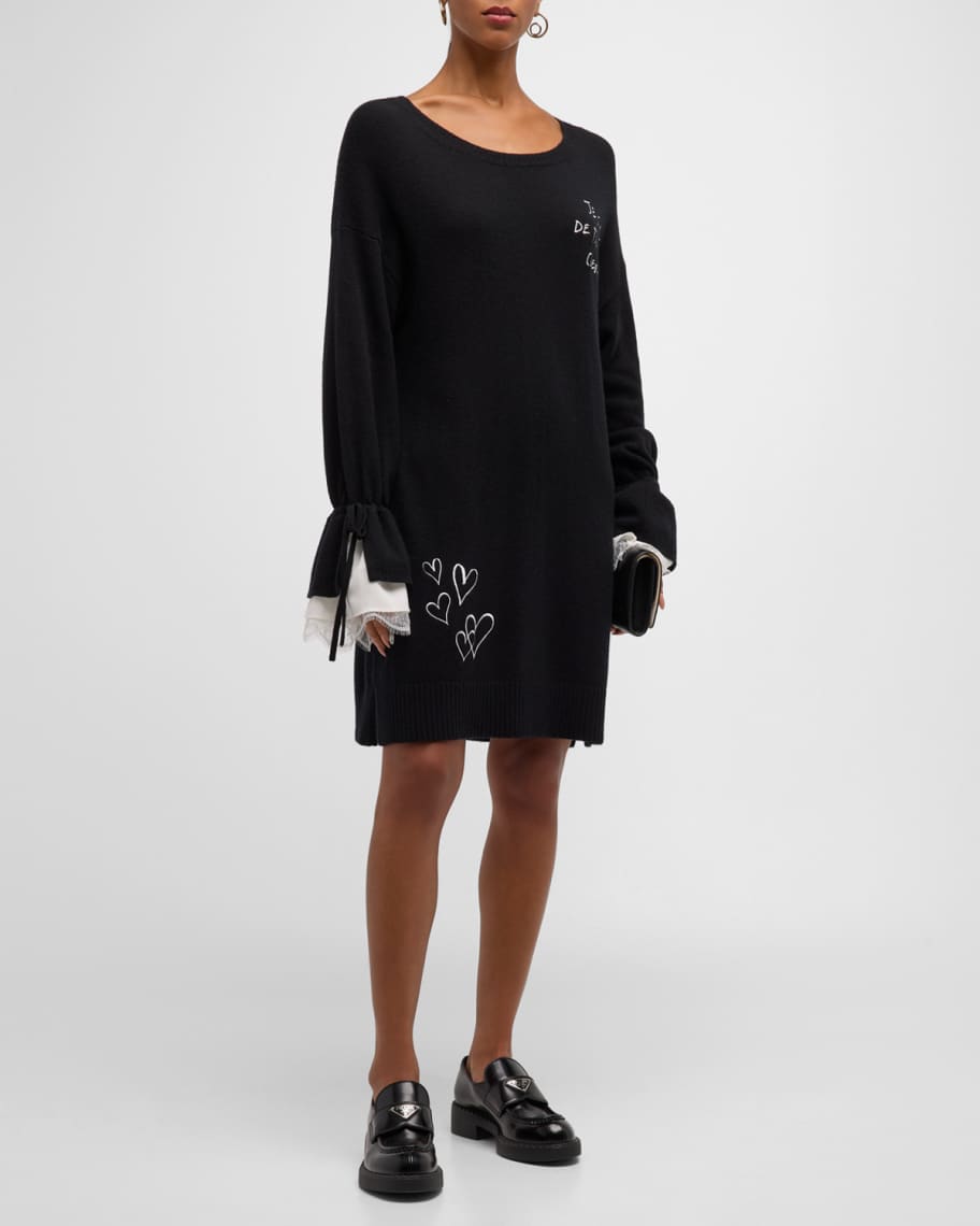 Cinq a Sept Tasha Mon Amour Embellished Midi Knit Dress | Neiman Marcus