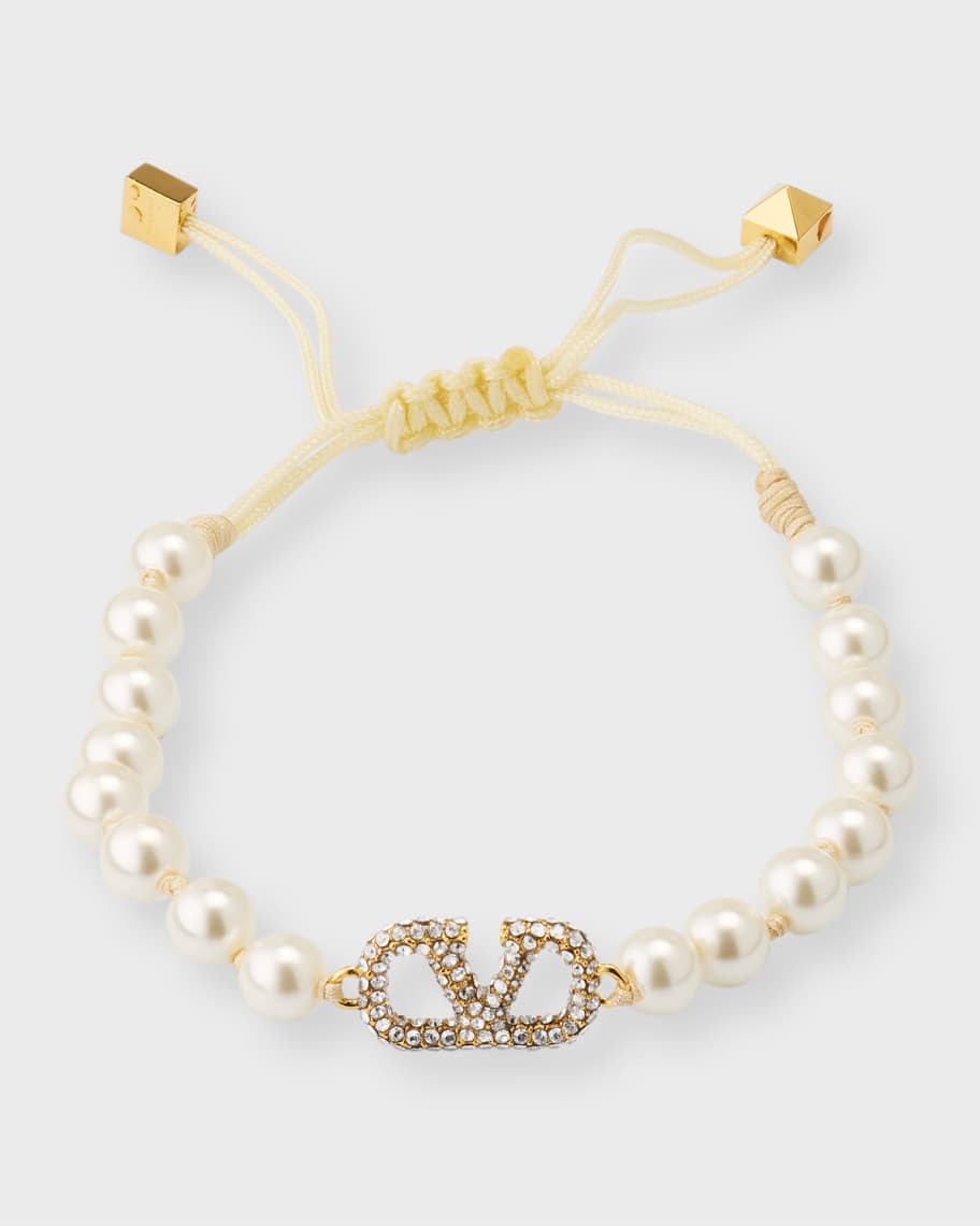 【Valentino】VLOGO PEARL BRACELET◆6W2J0G16QVS Valentino Garavani VLogo Signature Bracelet With Pearls