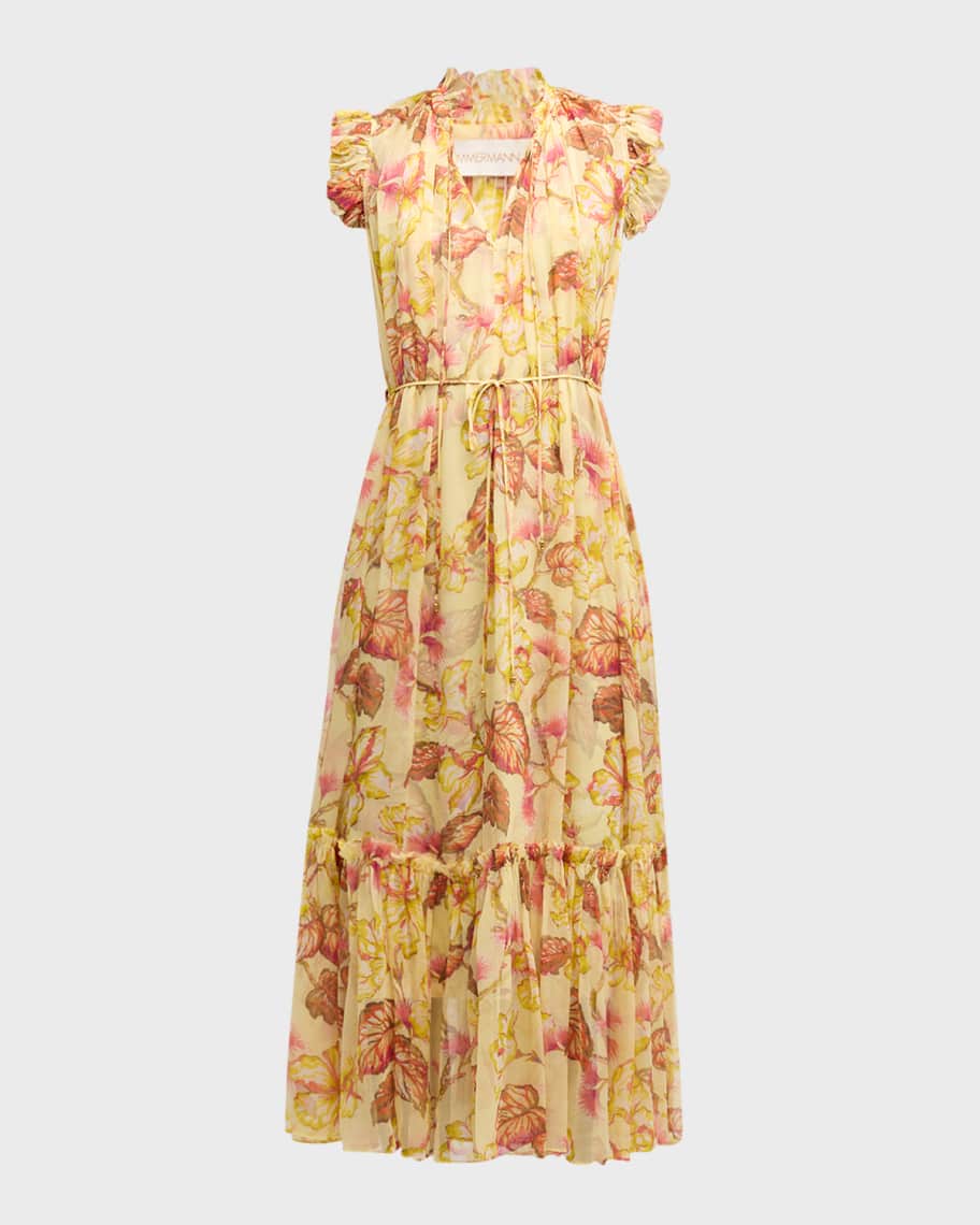 Zimmermann Matchmaker Floral Flutter Midi Dress Neiman Marcus