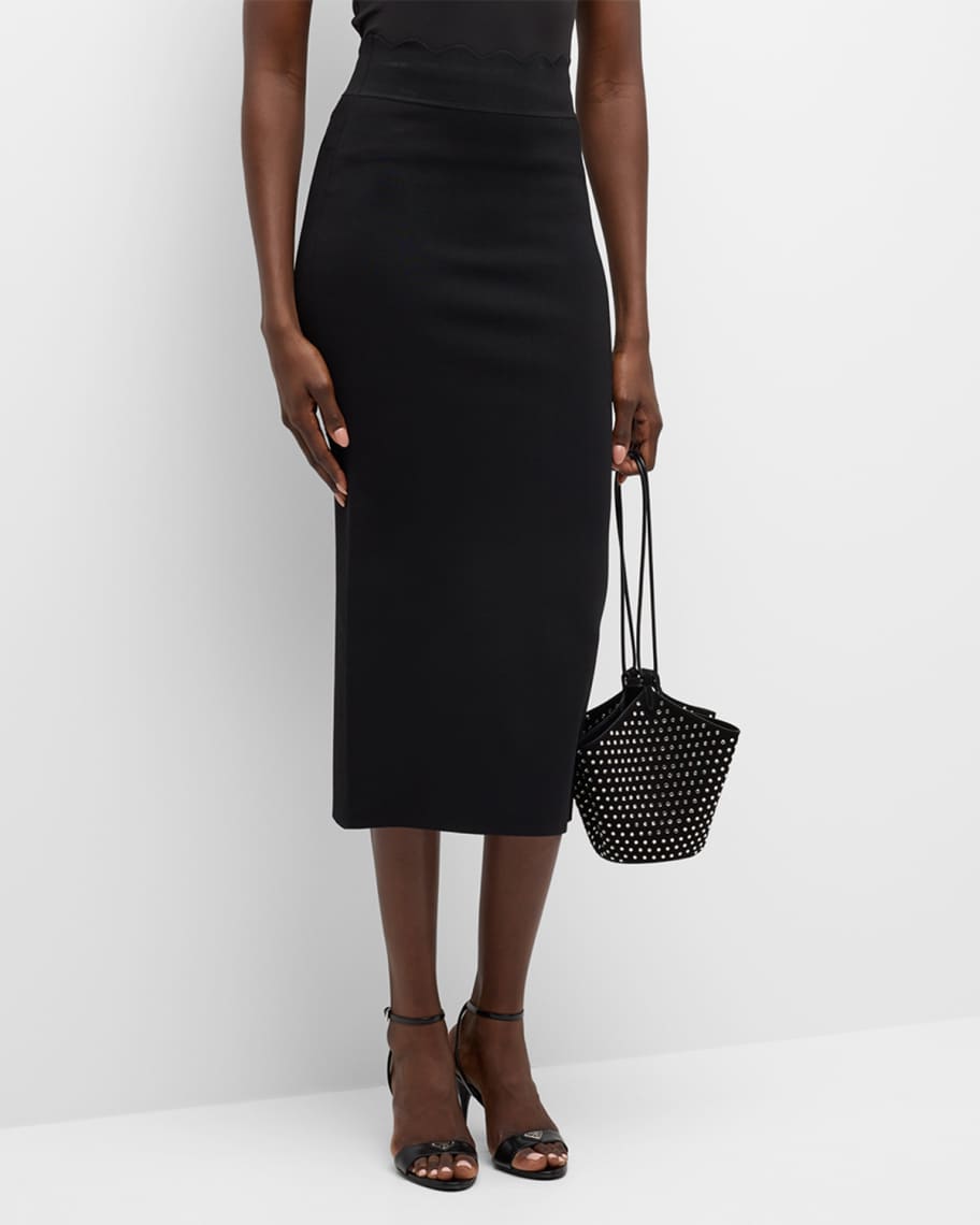 Image 2 of 6: Quincy Stretch-Knit Midi Skirt