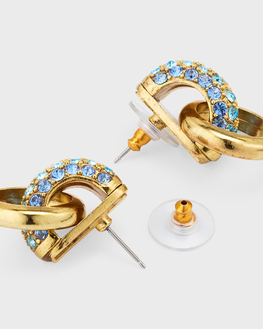 Image 3 of 5: Pave Bull Horn Single Link Earrings