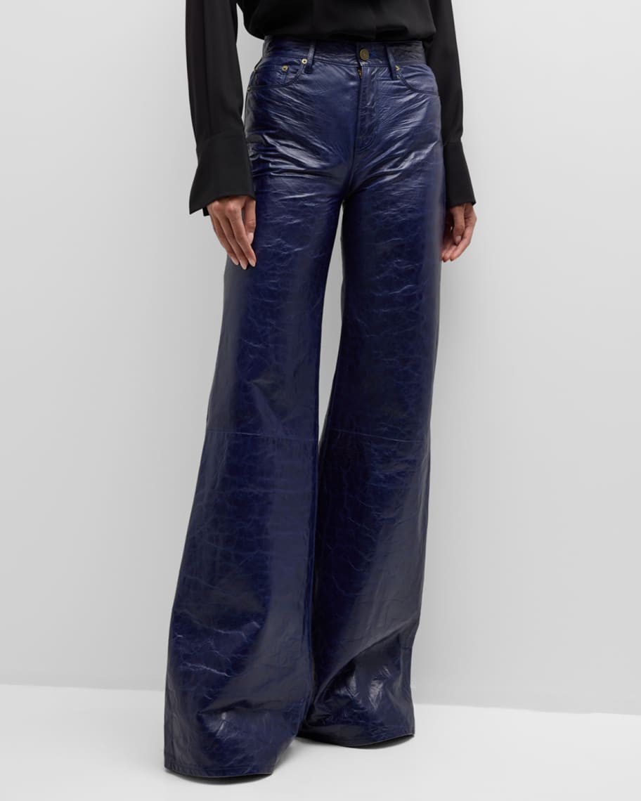 FRAME Le Palazzo Leather Pants | Neiman Marcus