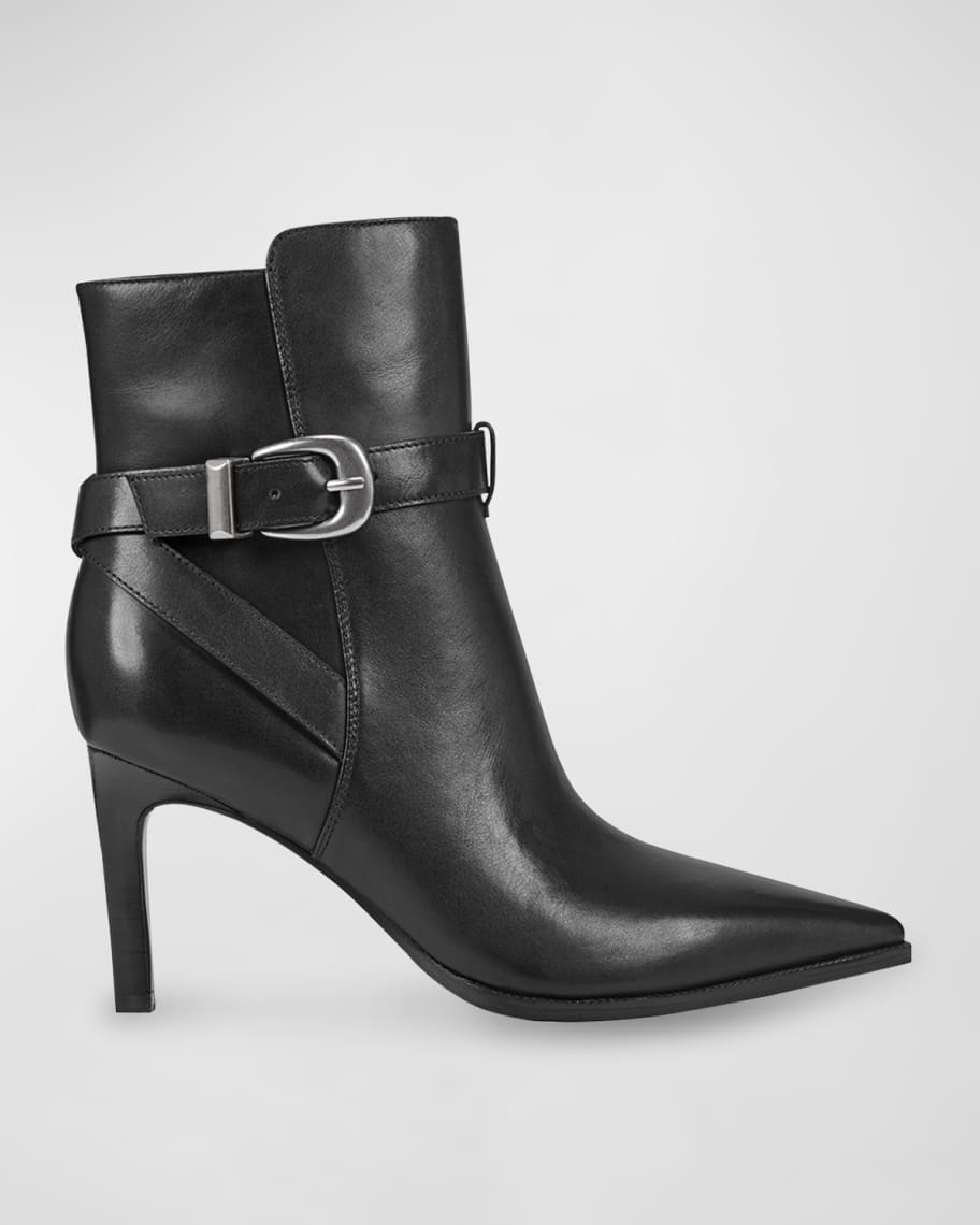 Marc Fisher LTD Rafia Leather Buckle Ankle Boots | Neiman Marcus