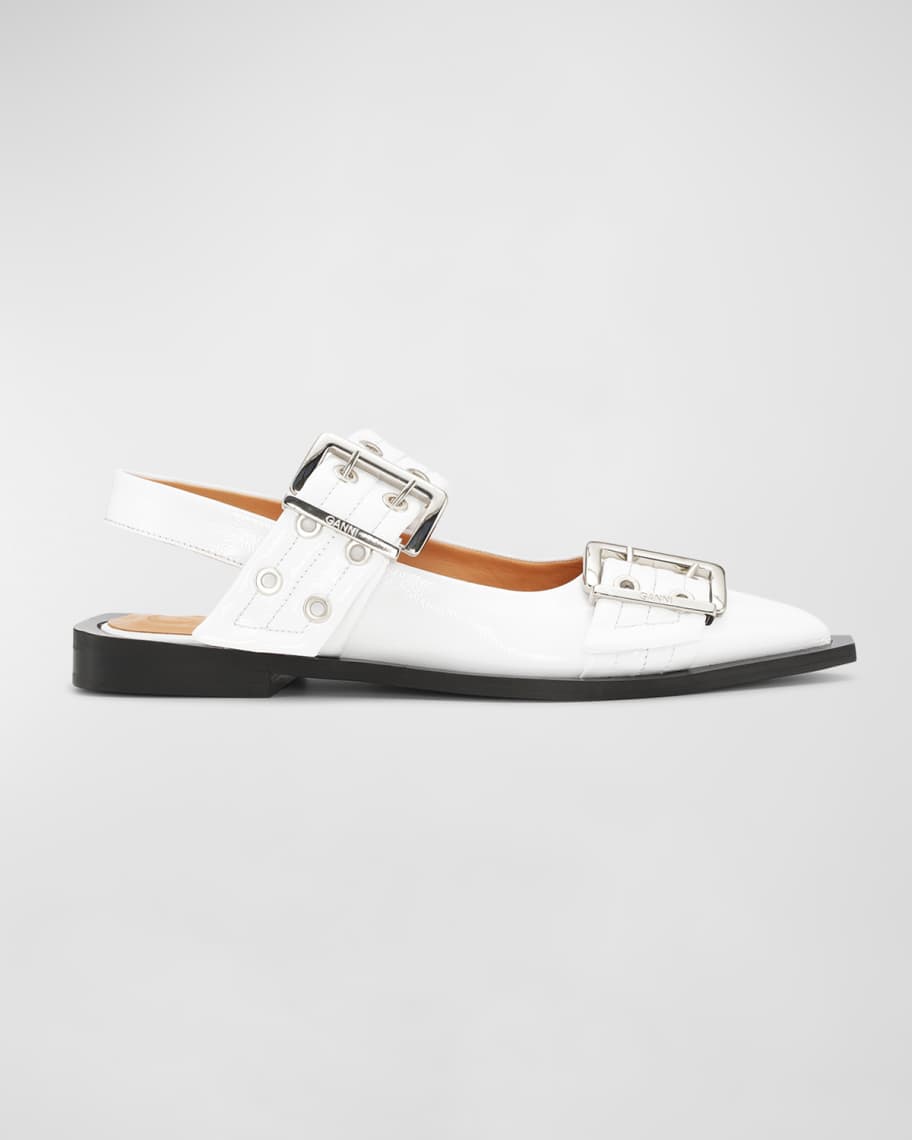 Image 1 of 3: Dual-Buckle Slingback Ballerina Flats