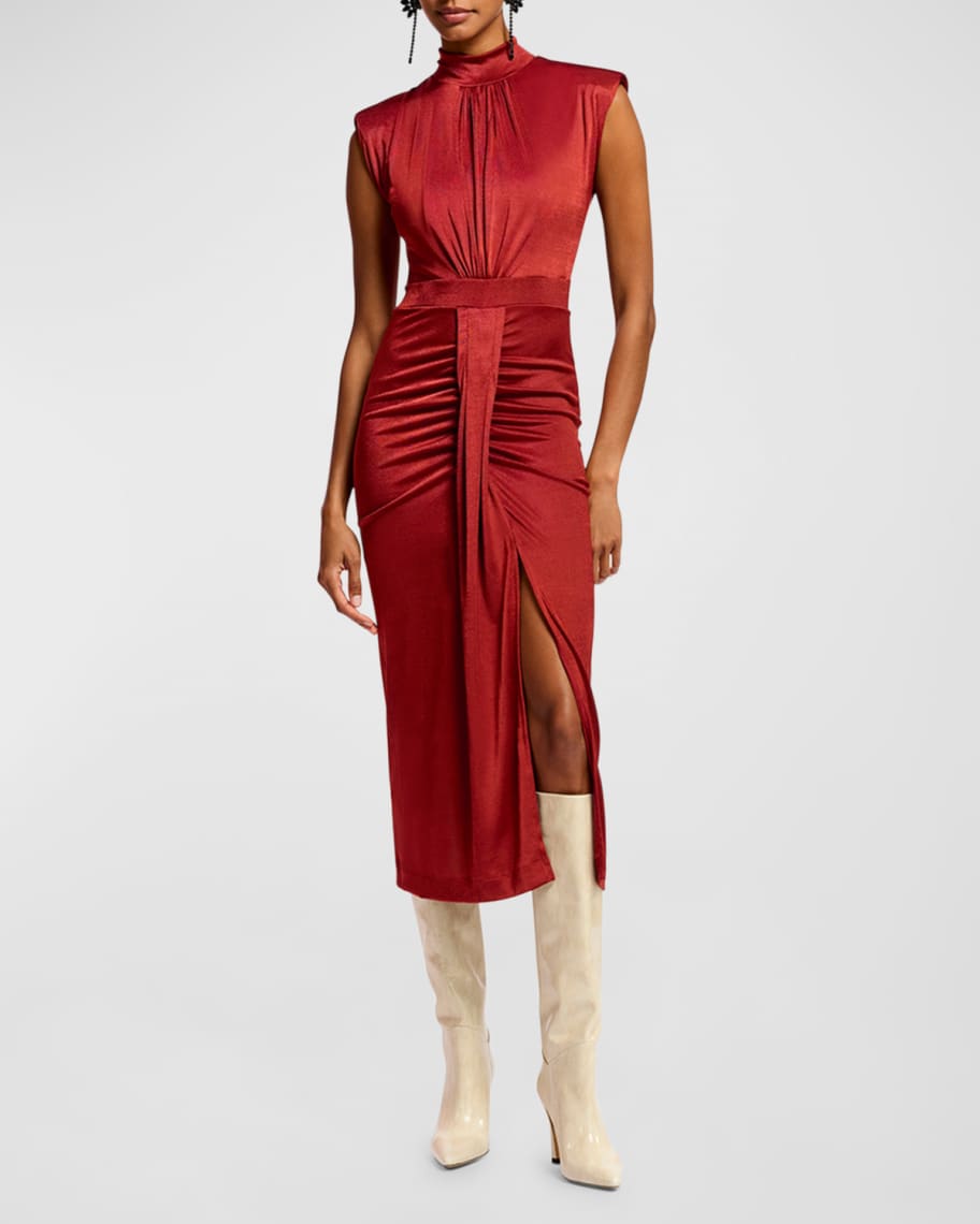 Essentiel Antwerp Encona Ruched Jersey Midi Sheath Dress | Neiman Marcus