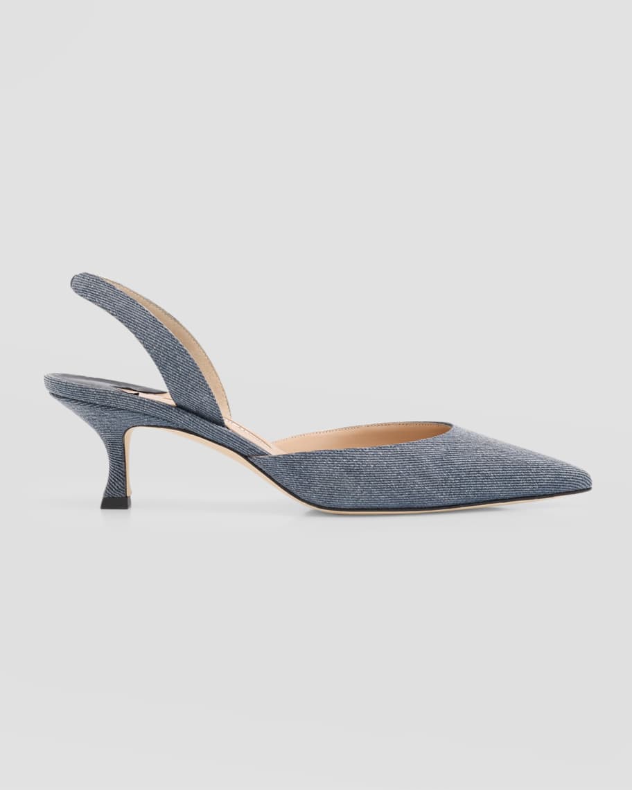 Manolo Blahnik Carolyne Denim Halter Pumps | Neiman Marcus