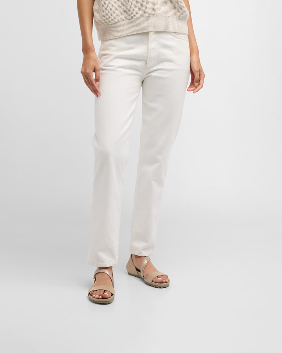 Image 2 of 6: Janeka Grip-Strap Mix Leather Flat Sandals