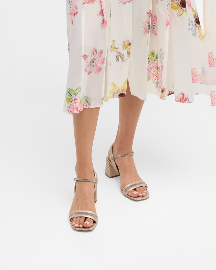 Image 2 of 6: Utah Metallic Embellished Ankle-Grip Sandals