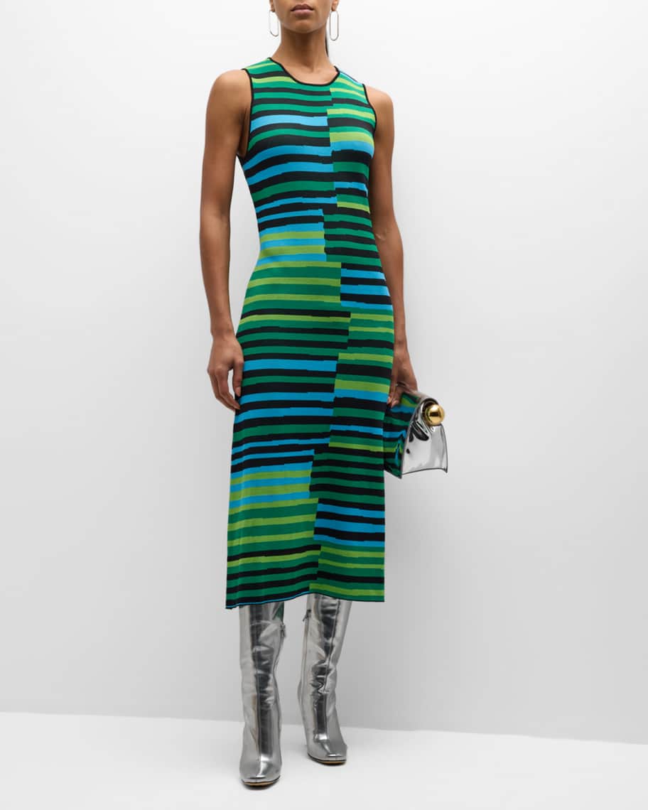 SIMONMILLER Axon Sleeveless Striped Midi Dress | Neiman Marcus