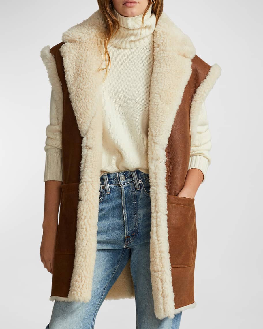 Ralph lauren shearling vest discount