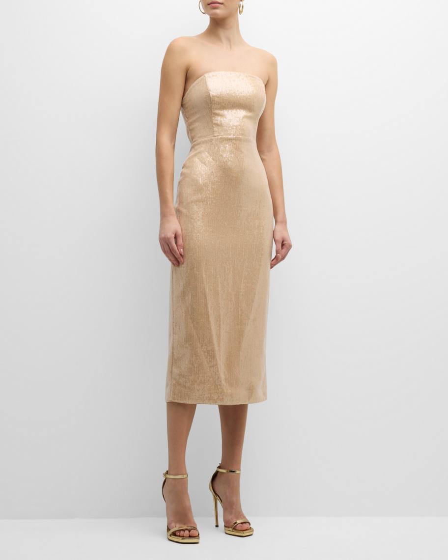 milly kait sequin strapless dress Milly Kait Strapless Sequin Bodycon Midi Dress