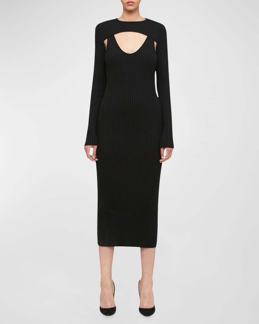 Wolford x Simkhai Cutout Knit Midi Dress | Neiman Marcus