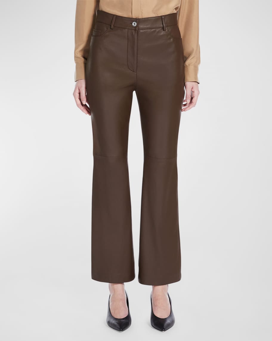 Weekend Max Mara Cropped Leather Flare Pants | Neiman Marcus