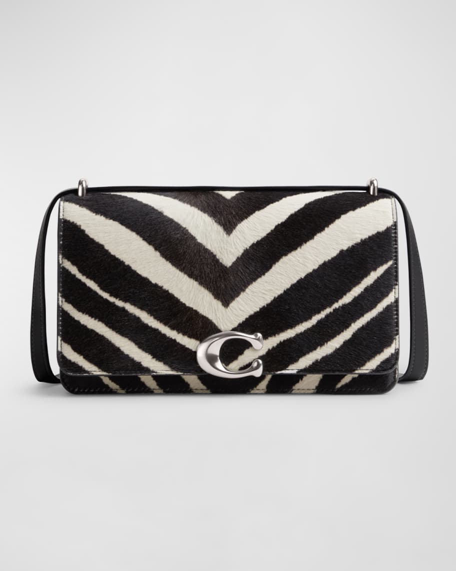 Coach Zebra Animal Unborn Carf Hand Bag Shoulder bag Elbow