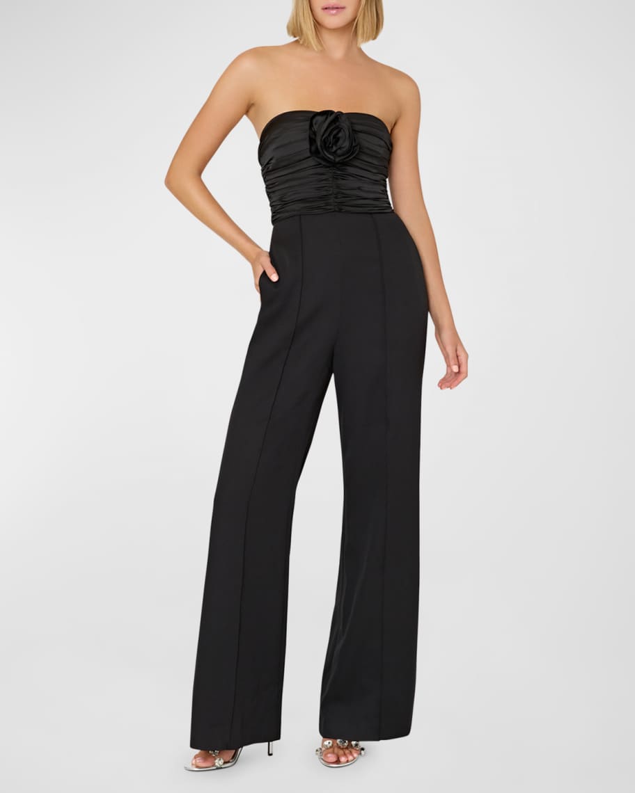 Kate strapless belted twill jumpsuit