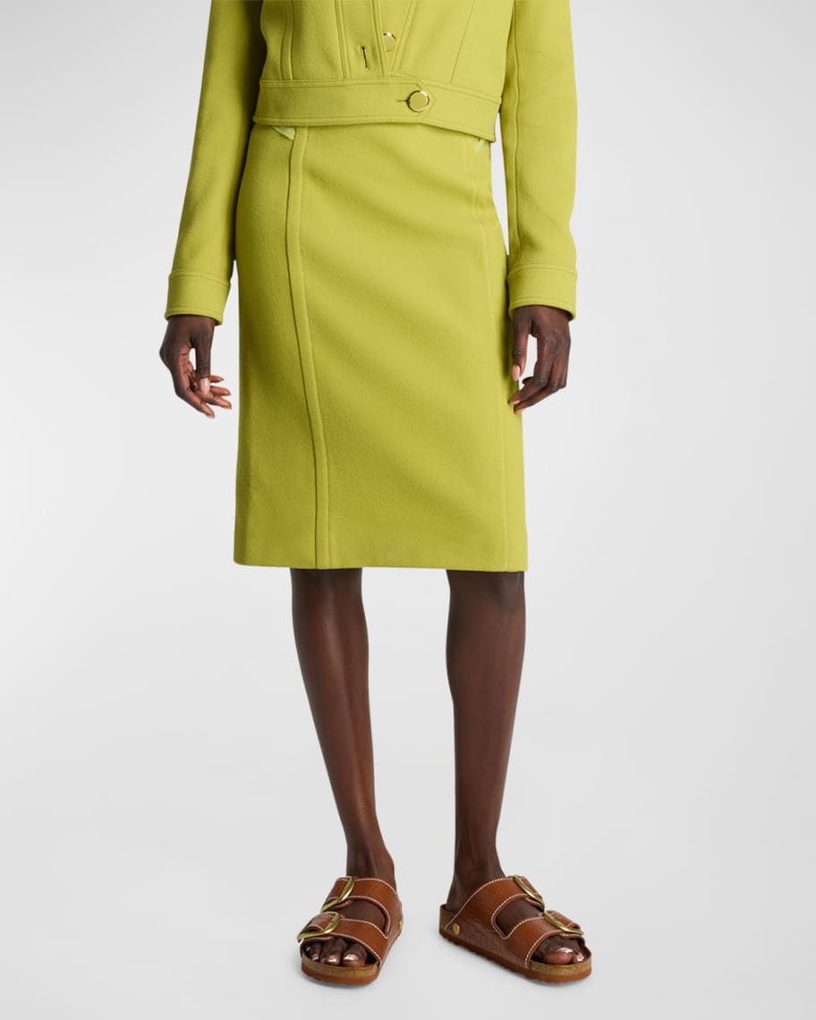 Image 1 of 4: Tailored Wool-Blend Pencil Skirt