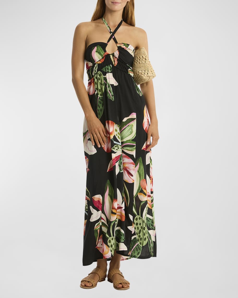 Sea Level Swim Sundown Halter Bandeau Maxi Dress Neiman Marcus