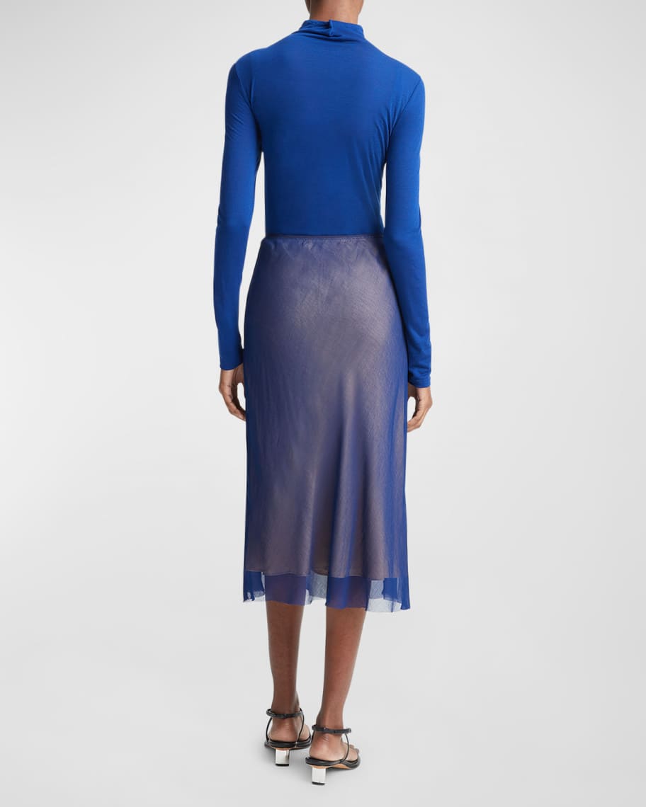 Image 2 of 3: Sheer Crinkled Midi Slip Skirt