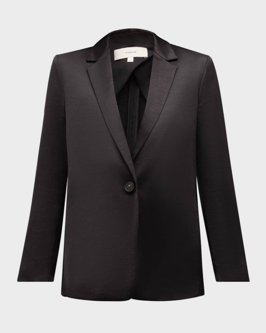 Vince One-Button Fluid Satin Blazer | Neiman Marcus