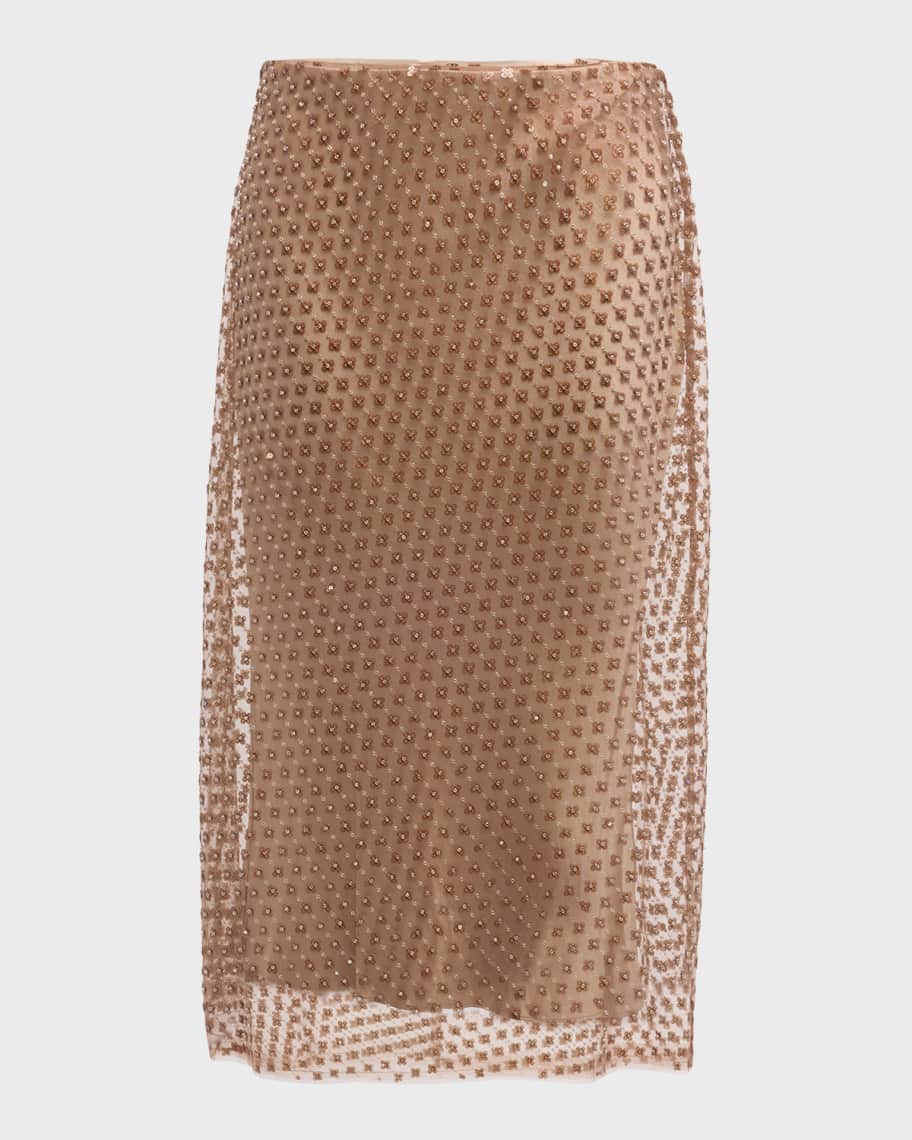 Image 2 of 6: Beaded Sequin Straight Midi Skirt