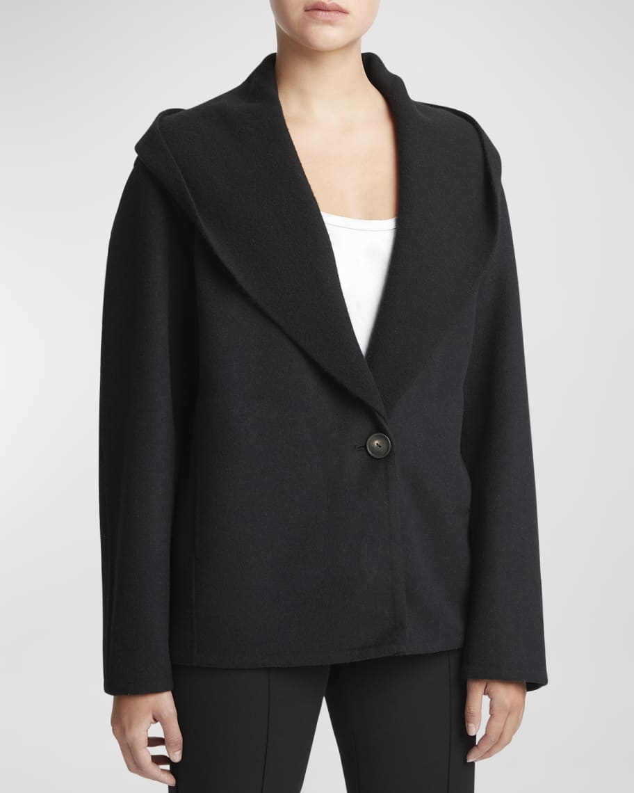 Vince Knit Combo Hooded Wool Jacket | Neiman Marcus