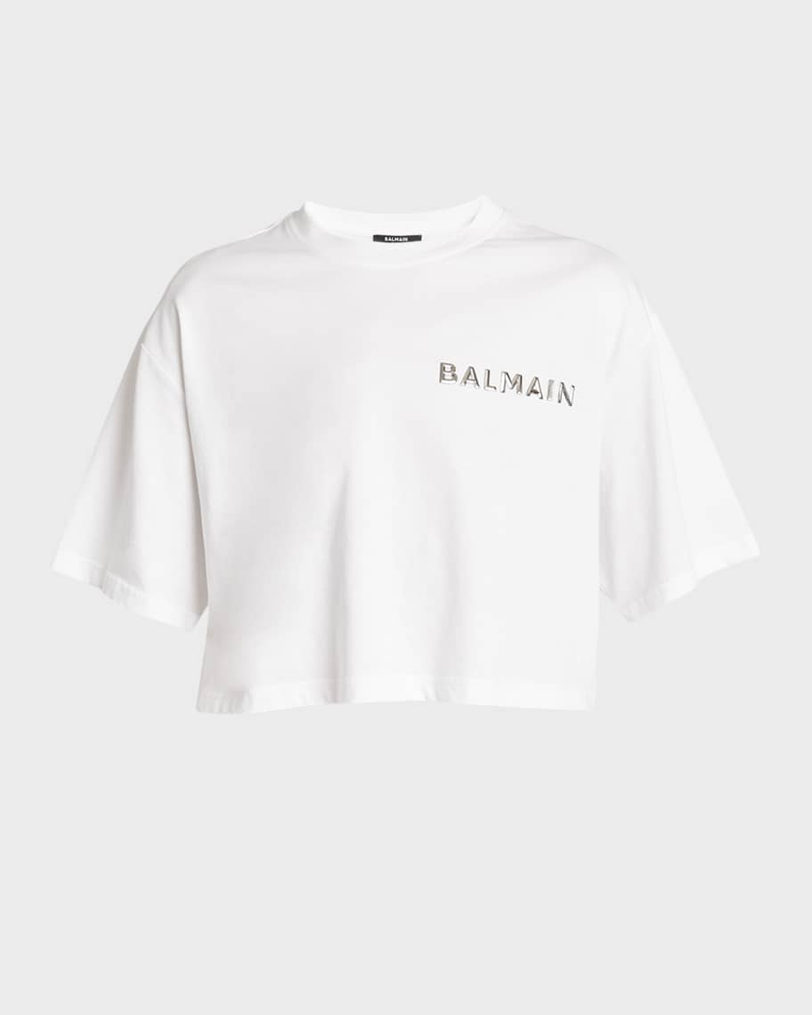 BALMAIN - Logo Cropped Cotton T-shirt