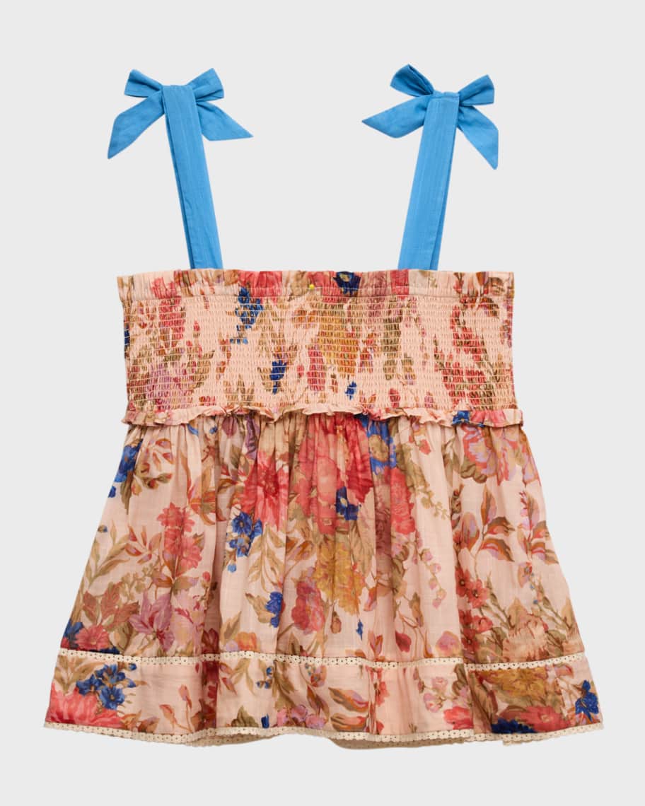 Image 2 of 3: Girl's August Shirred Floral-Print Top, Size 2-12