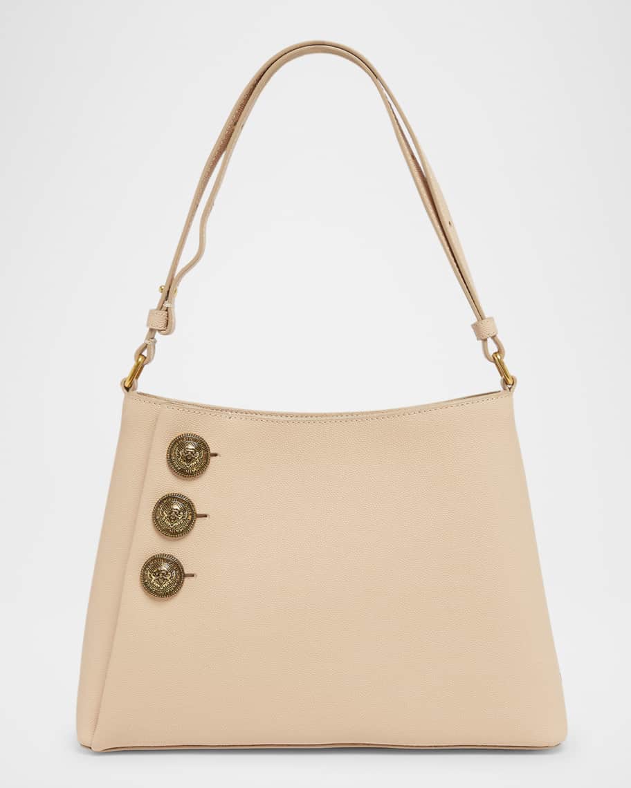 Balmain Embleme Shoulder Bag in Grained Leather | Neiman Marcus