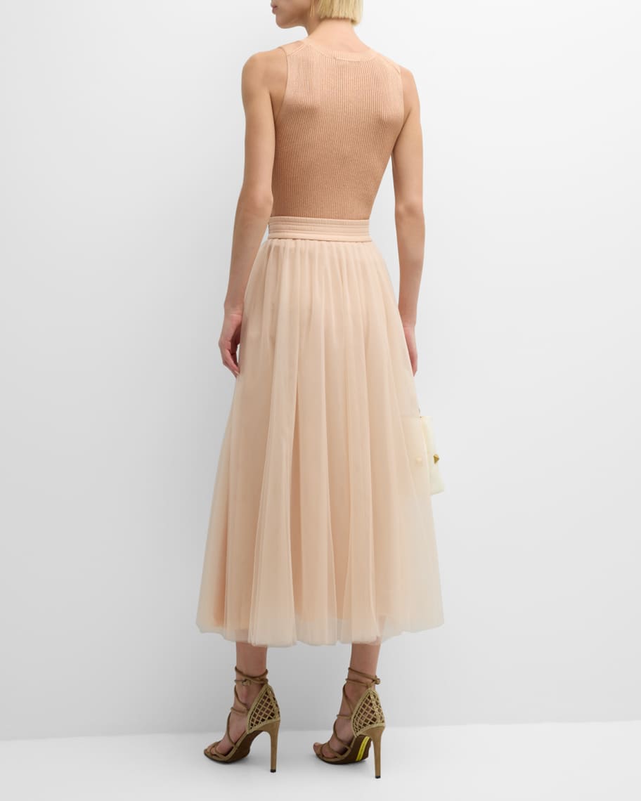 Image 3 of 6: Ribbed Metallic Crewneck Tank Top