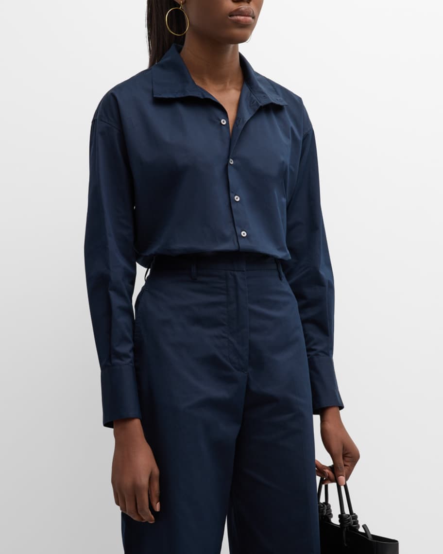 Image 1 of 6: Button-Down Cotton Poplin Shirt