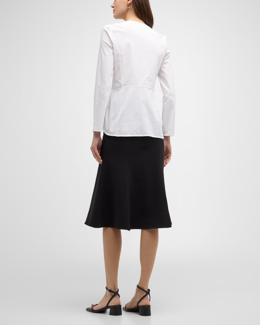 Image 3 of 6: Atlee Multi-Seamed A-Line Midi Skirt