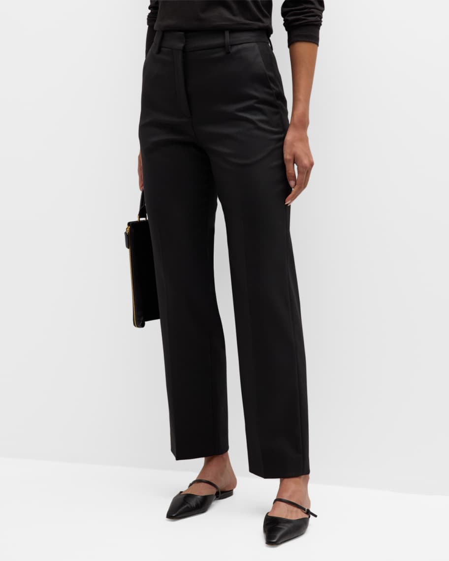 By Malene Birger Igda High-Rise Cropped Tapered Twill Pants | Neiman Marcus