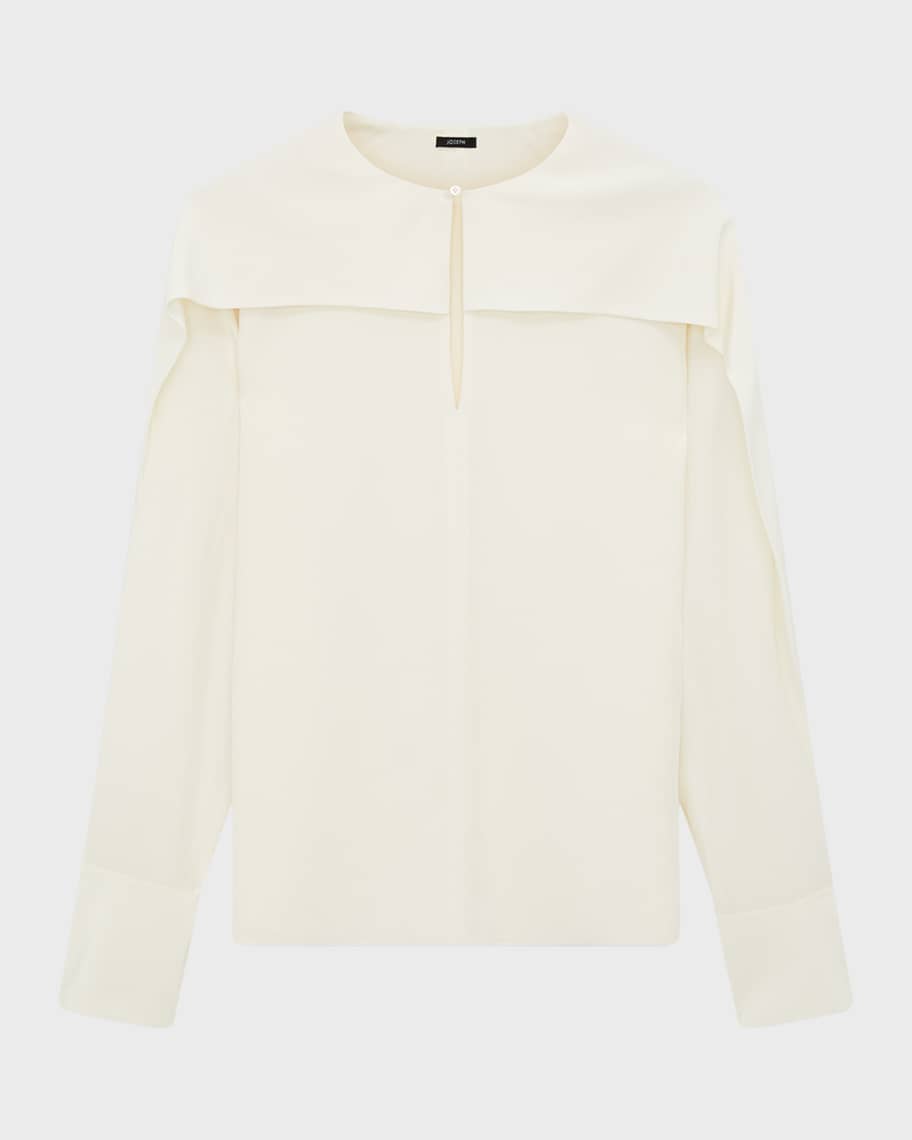 Joseph Balard Cutout Ruffle Silk Blouse | Neiman Marcus