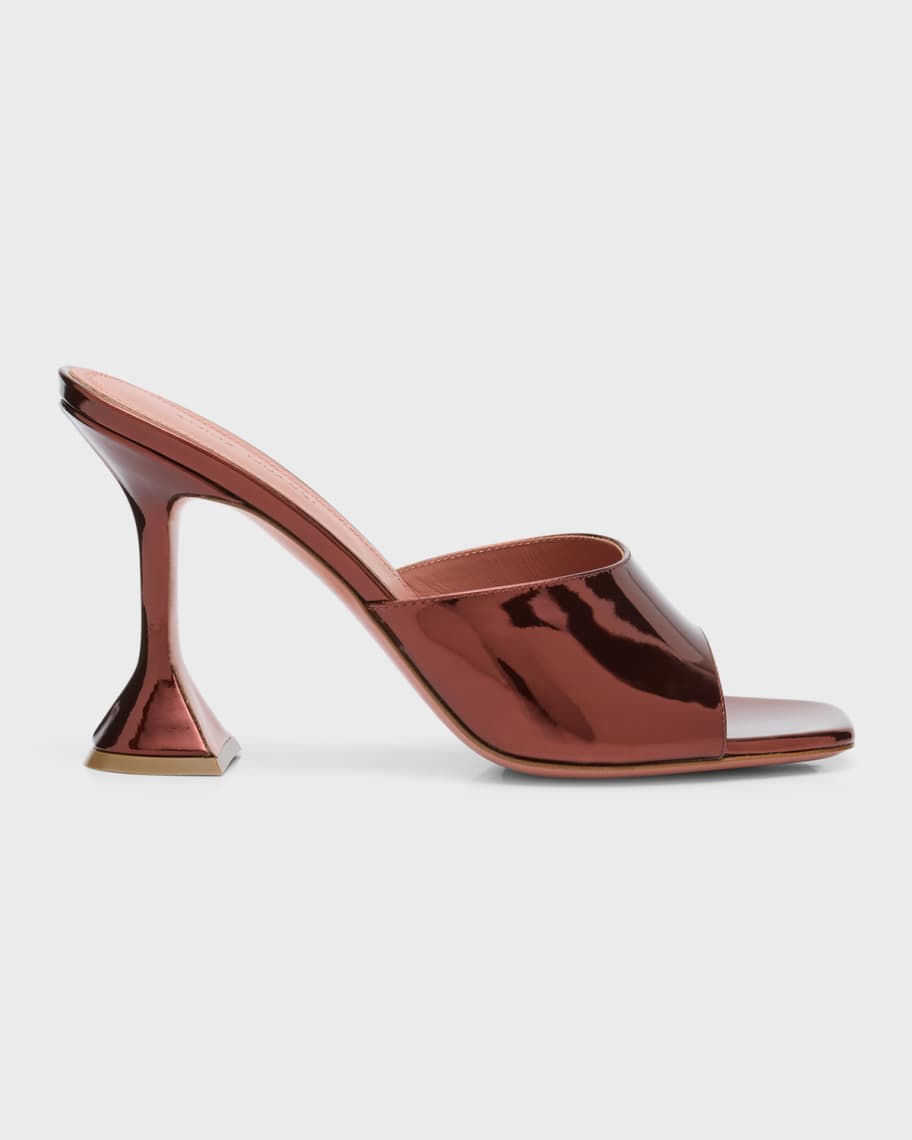 Amina Muaddi Lupita Mirror Leather Mule Sandals | Neiman Marcus