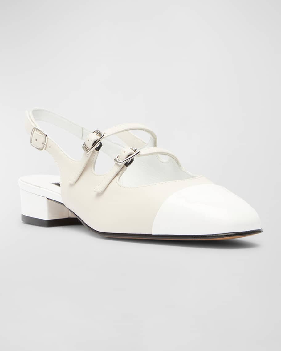 Image 3 of 4: Abricot Mixed Leather Mary Jane Slingback Flats