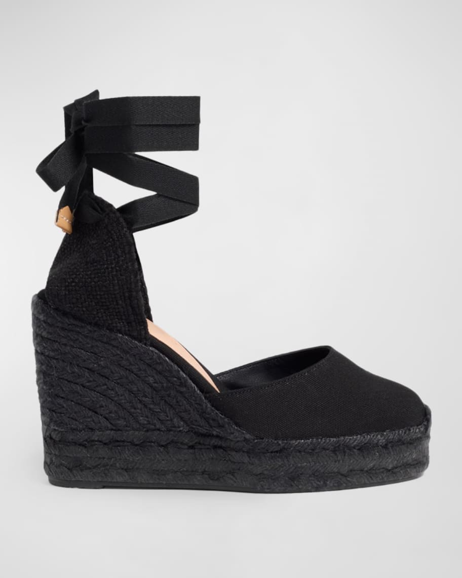 Image 1 of 5: Carina Canvas Ankle-Wrap Wedge Espadrilles