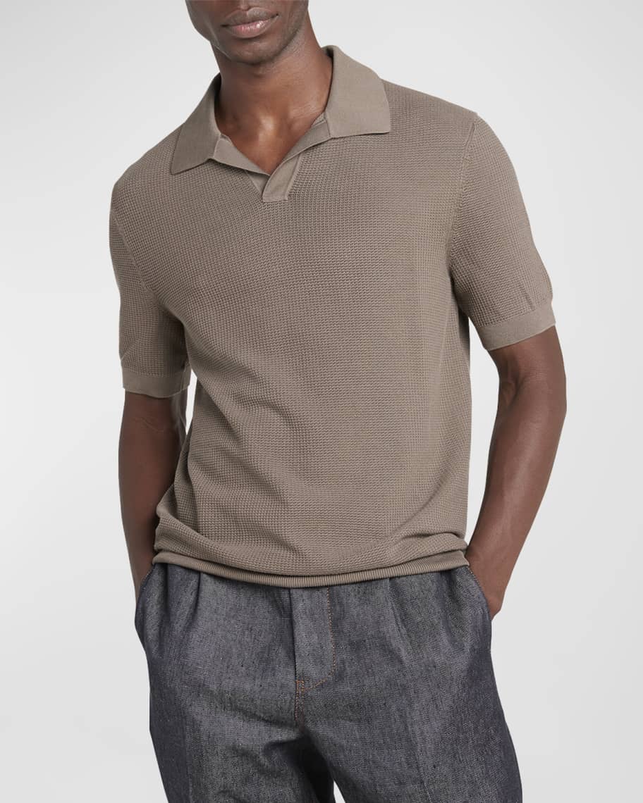 ZEGNA Men's Cotton Knit Polo Sweater | Neiman Marcus