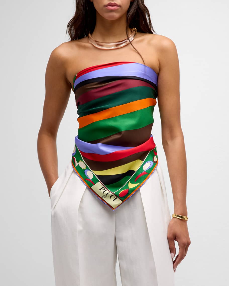 Striped Silk Twill Scarf 