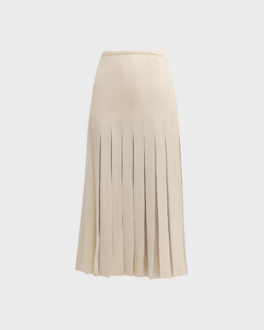 Image 2 of 6: Del Pleated Wool Maxi Skirt