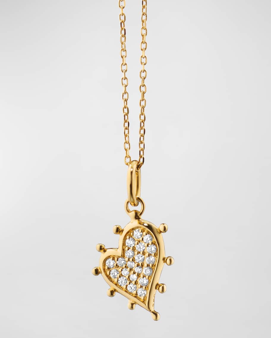 Monica Rich Kosann 18K Yellow Gold Petite Pave Diamond Heart Necklace