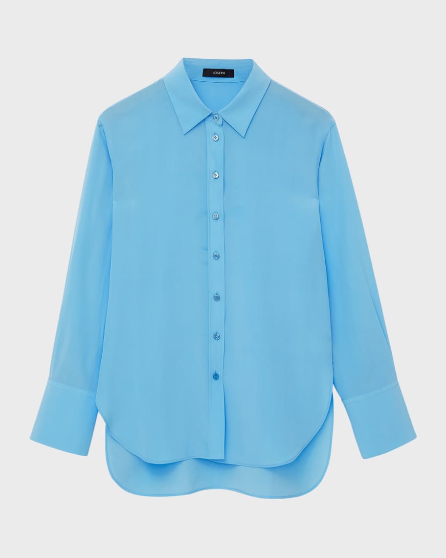 Image 2 of 5: Joe Button-Down Crepe De Chine Blouse