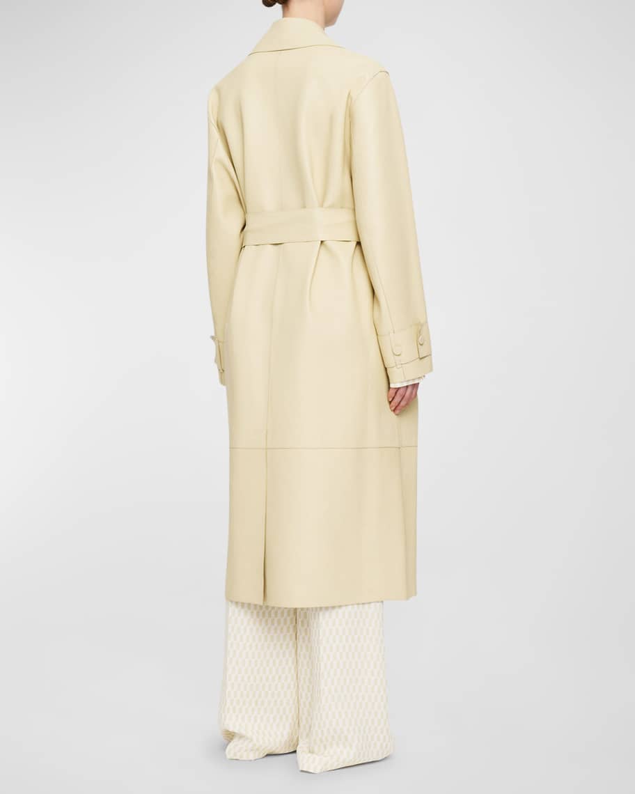 Image 3 of 4: Courty Belted Leather Wrap Coat