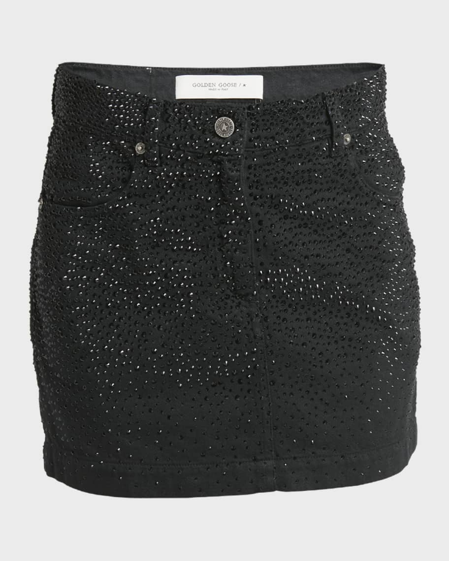Golden Goose Journey Crystal-Embellished Denim Mini Skirt