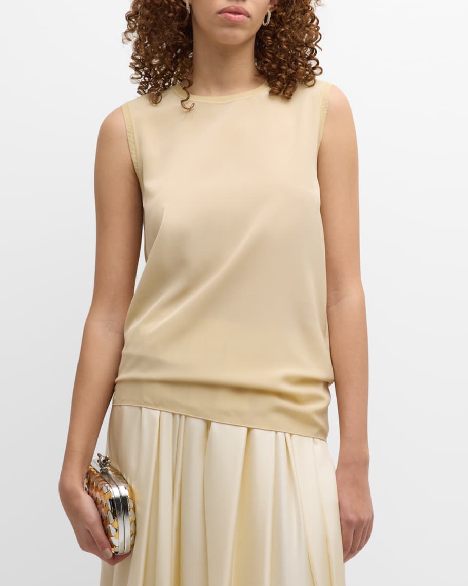 Image 2 of 6: Bley Sleeveless Crepe De Soie Blouse