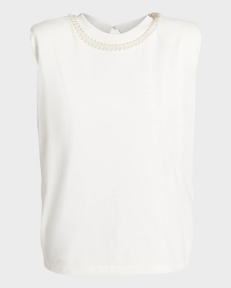 Golden Goose Journey Sleeveless Pearl-Embellished T-Shirt