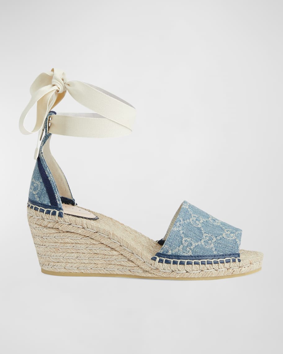 Gucci Pilar GG Denim Espadrille Sandals | Neiman Marcus