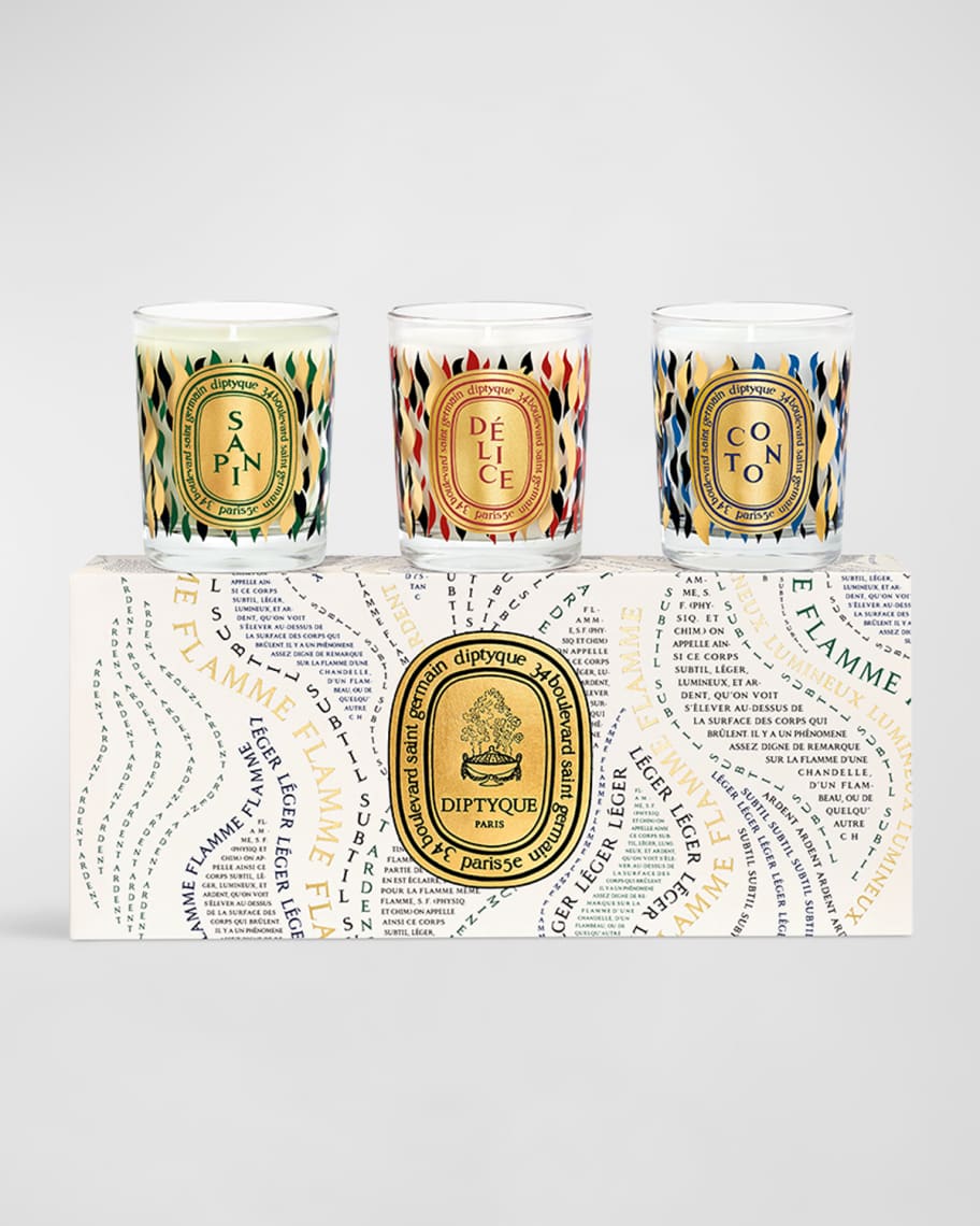 DIPTYQUE Sapin (Pine), Coton (Cotton) & Delice Holiday Candle Gift Set ...
