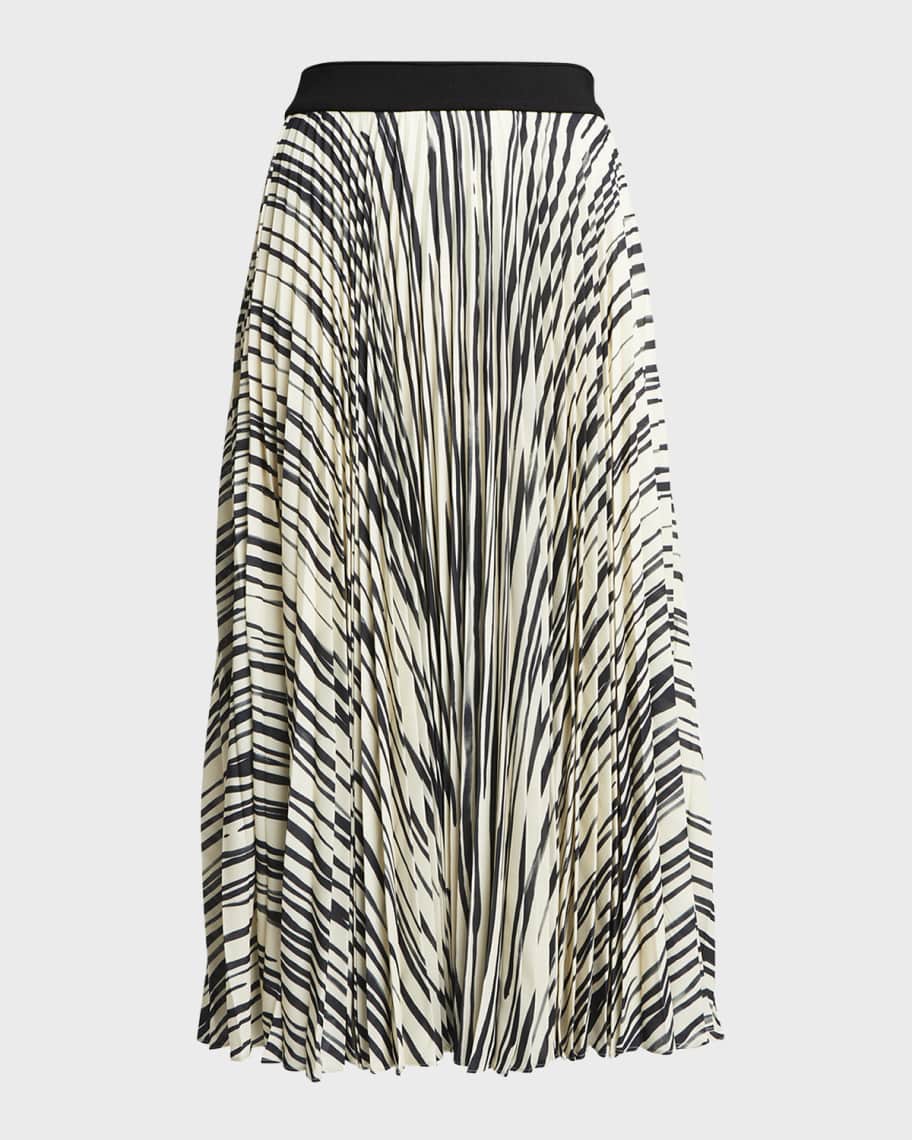 Image 2 of 5: Korine Striped Pleated Midi Pull-On Skirt